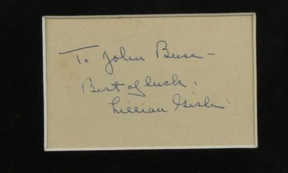 null GISH Lillian (1893-1993).

Pièce autographe signée et dédicacée « To John Beese....