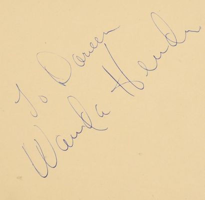 null HENDRIX Wanda (1928-1981).

Autograph piece signed by the actress in blue ink...
