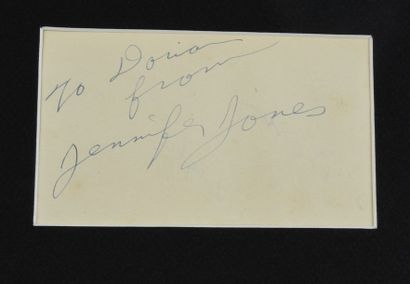null JONES Jennifer (1919-2009).

Pièce autographe dédicacée et signée « To Dorian...