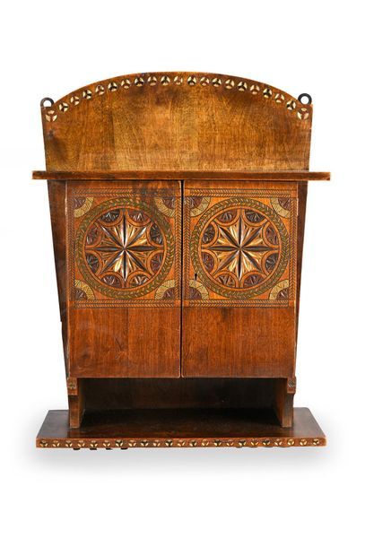 TALASHKINO Wall cabinet or Polochka.
In stained wood, vertical shape, with carved...
