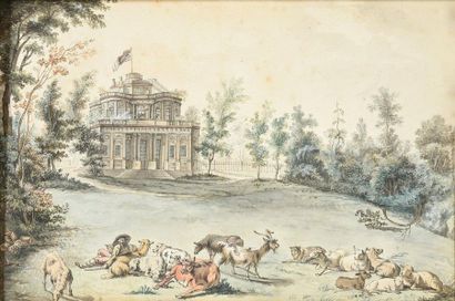 ATTRIBUÉ À JEAN-BALTHAZAR DE LA TRAVERSE - CIRCA 1790 Pavillon Rinaldi vu du côté...