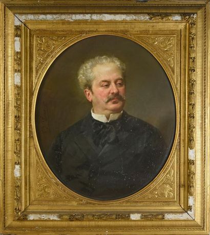 O'CONNELL FREDERIQUE (1823-1885) Portrait of Adolphe Dupuis (1824-1891).
Oval pastel,...