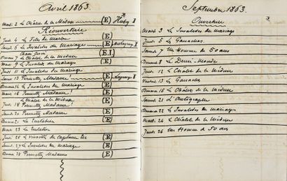 null SINCE Adolphe (1824-1891).
Very interesting autograph manuscript diary, written...