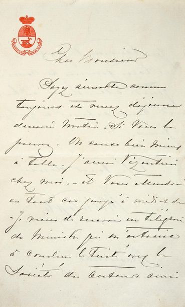 null MEMBERS OF THE IMPERIAL COURT.
Set of correspondence addressed to Adolphe Dupuis...