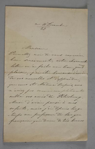 null MEMBERS OF THE IMPERIAL COURT.
Set of correspondence addressed to Adolphe Dupuis...