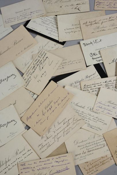 null FRENCH AND FOREIGN CELEBRITIES.
Set of 39 business cards addressed to Adolphe...