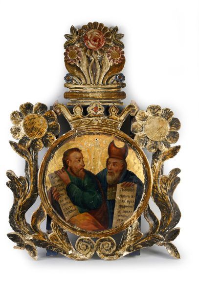 null THE PROPHETS MOSES AND AARON.
Rare and imposing Russian icon of the 19th century,...