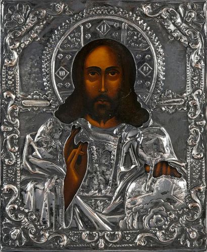 null THE PANTOCRATOR CHRIST.
Russian icon of the 20th century. Tempera on wood preserved...