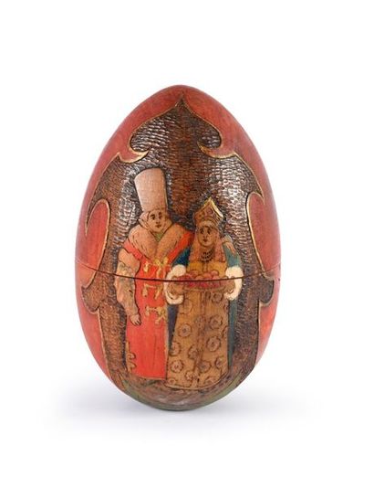null WOODEN EGGS.
Can be opened in two, with polychrome decoration representing a...