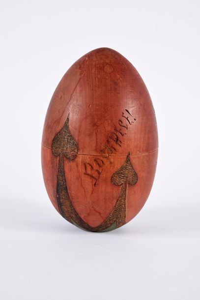 null WOODEN EGGS.
Can be opened in two, with polychrome decoration representing a...
