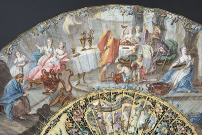 null David and the King, ca. 1750
Folded fan, the double gouache-painted sheet of...