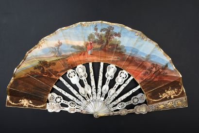 null The Four Seasons of a Wedding, circa 1770
Folded wedding fan, the double sheet...