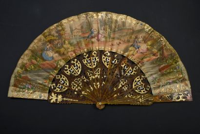 null Amours champêtres, ca. 1850-1860
Folded fan, the double sheet of chromolithographed...