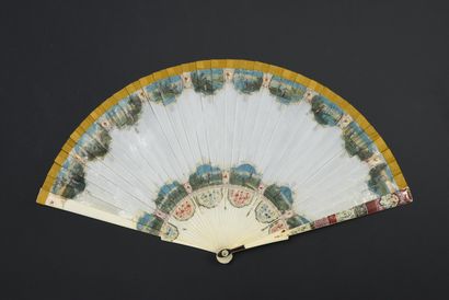 null Gardens in Miniature, circa 1700
Broken type ivory fan* painted around the edge...