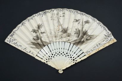 Solitude, ca. 1750 Folded fan, the leaf in...