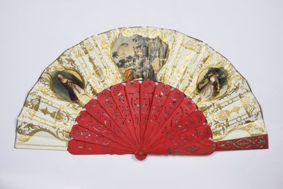 null The Story of Pocahontas, ca. 1850-1860
Folded fan, the double sheet of chromolithographed...