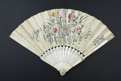 null Justice, ca. 1700-1720
Folded fan, the leaf in skin, mounted in English and...