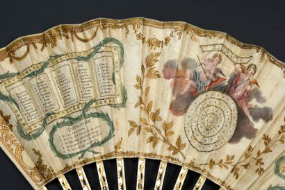  The Oracle, The Game of Love and Chance, circa 1900 Folded fan, the cream silk sheet...