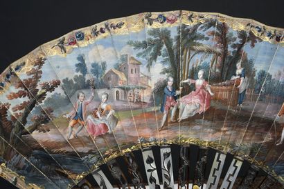 null Les vendanges de l'amour, circa 1760-1770
Folded fan, the double gouache-painted...