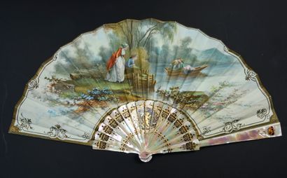  In the Figure of a Duchess, ca. 1870-1880 Folded fan, the gouache-painted skin sheet...