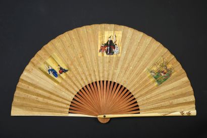 null Vie nippone, Japon, XIXe siècle
Éventail plié, la feuille double en soie à fragments...