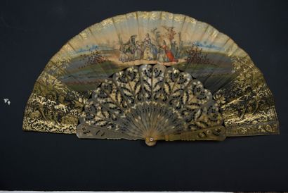  The marriage proposal, circa 1840-1850 Folded fan, the double sheet of lithographed...