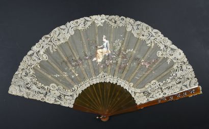 null Trèfles de diamants, circa 1890-1900
Folded fan, the silk leaf painted with...