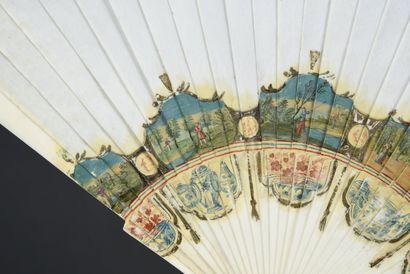 null Gardens in Miniature, circa 1700
Broken type ivory fan* painted around the edge...