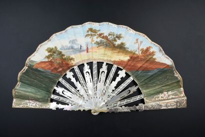 null Silver mural, circa 1760-1770
Folded fan, the double sheet of paper painted...