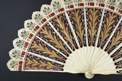 null Leaves, circa 1880-1890
A broken bone fan decorated with leaves and flowers...