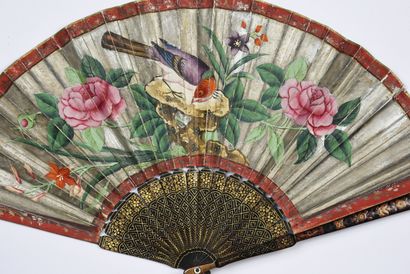null The musician, China, circa 1820
Folded fan, the double sheet of paper painted...
