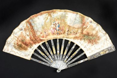 Adonis going hunting, circa 1780 Folded fan,...