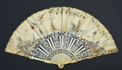 null Le calendrier de la mode, vers 1750-1760
Éventail plié, la feuille en peau peinte...