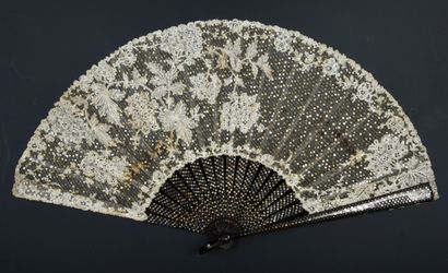 Snowballs, circa 1880-1890 Folded fan, the...