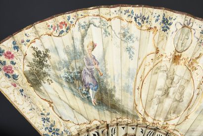 null Promise of love, circa 1750
Folded fan, the leaf in skin, mounted in English,...