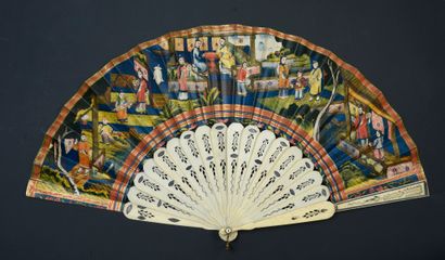 À l'imitation de la Chine, Europe, vers 1850-1860 Very interesting folded fan, the...