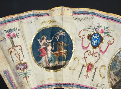 null Family Piety, ca. 1780-1790
Folded fan, the cream silk sheet decorated with...