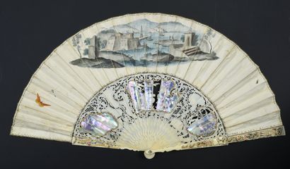 null The Pilgrim's Lovers, ca. 1750-1760
Folded fan, the double skin sheet (cabretille)...