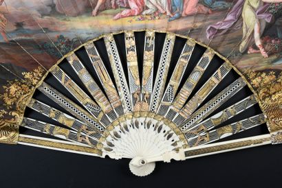  Les amours de Flore, ca. 1830-1840 Folded fan, the sheet painted with gouache and...