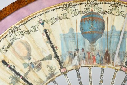 null The first flight of the hot-air balloon, circa 1783-1785
Rare folded fan, the...