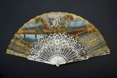 Les jouvenceaux, circa 1850 Folded fan, the...