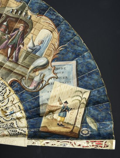 null The secret of the alchemist, circa 1750
Amazing folded fan, the leaf in skin,...