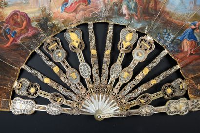 null The Four Seasons of a Wedding, circa 1770
Folded wedding fan, the double sheet...