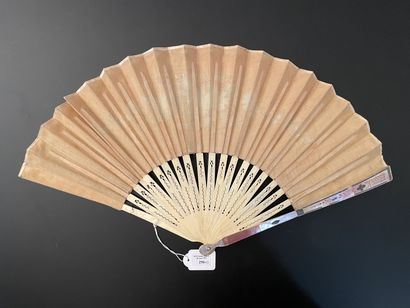 null Two fans, late 19th century *One, the silk leaf painted with blue flowers. Dumb...
