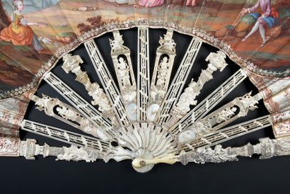 null Silver mural, circa 1760-1770
Folded fan, the double sheet of paper painted...