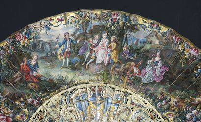 null Le jeu de pied de bœuf, circa 1740-1750
A folded fan known as "full flight",...