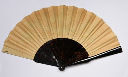  View of Rome, ca. 1870 Folded fan, the buff silk sheet painted with a broad panoramic...
