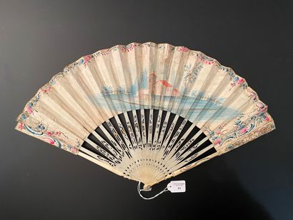null The little dancer, circa 1760
Folded fan, the sheet painted in gouache of a...