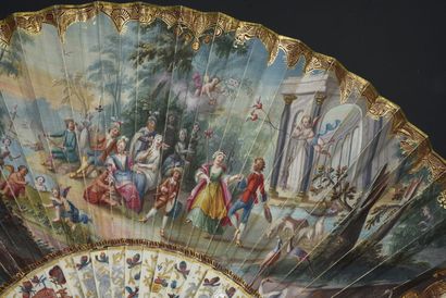null La joie de la mariée, vers 1720-1730
Éventail plié, la feuille en papier peint...