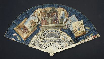 null The secret of the alchemist, circa 1750
Amazing folded fan, the leaf in skin,...